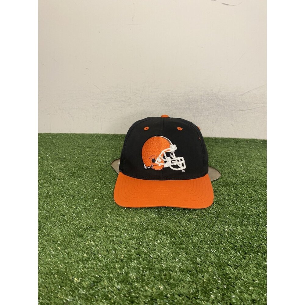 Vintage Cleveland Browns hat cap snap back black orange Y2K big logo NFL mens
